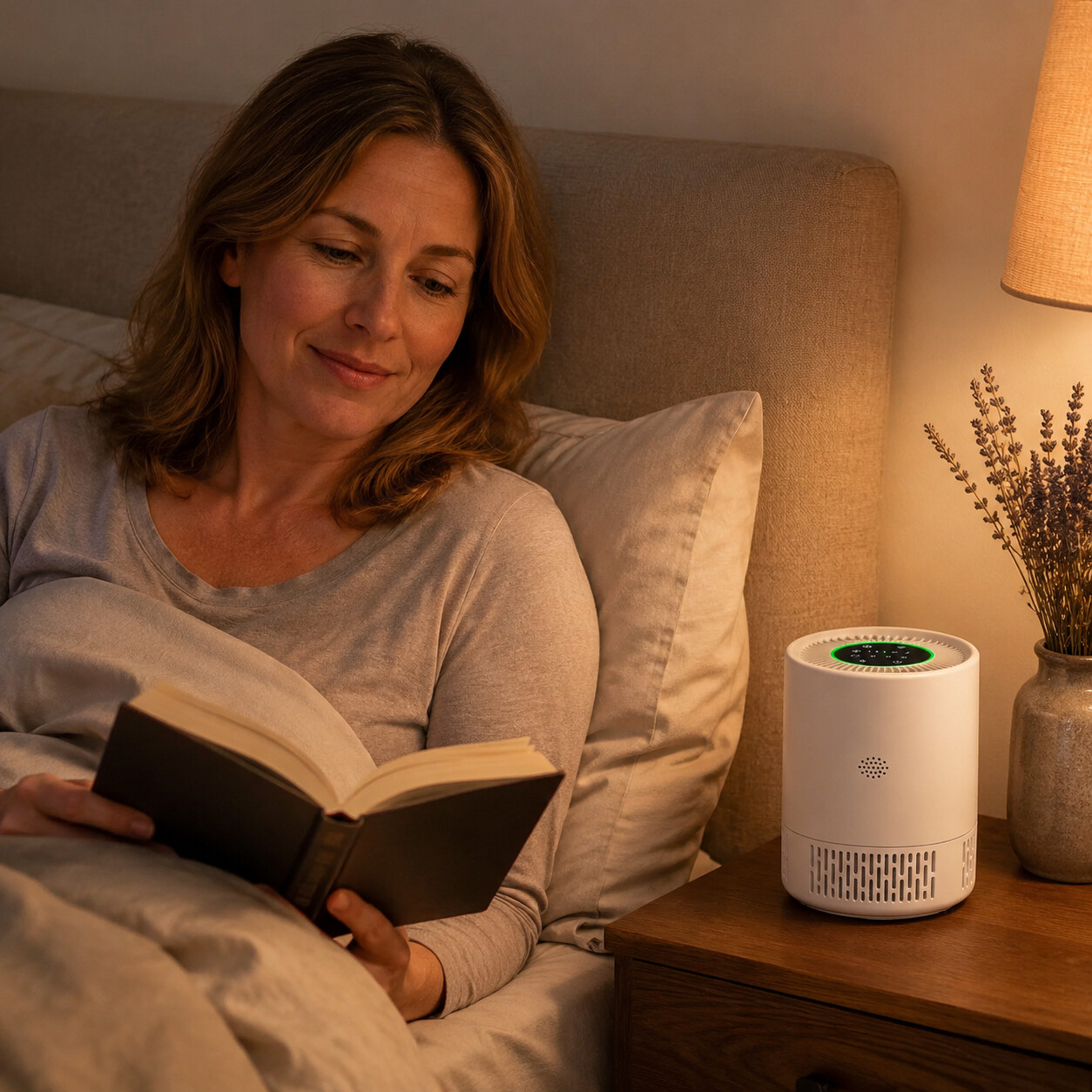 Abends entspannt lesen, PuraNox im Nachtmodus